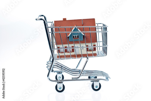Foto: Haus in Einkaufswagen Haus in Einkaufswagen