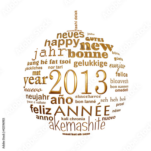 Illustration: 2013, boule dorée multilangues 2013, boule dorée multilangues