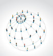 Connected people over earth globe. Social network.