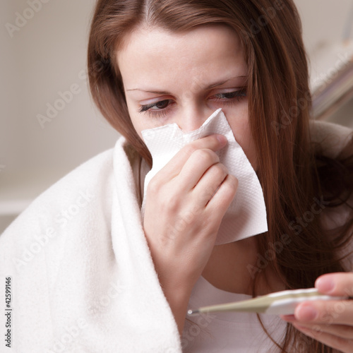 Illustration: she suffers a cold she suffers a cold