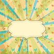 Vintage scrap template with sunbeams and butterflies