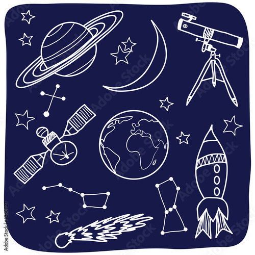 Vector: Astronomy - space and night sky objects Astronomy - space and night sky objects