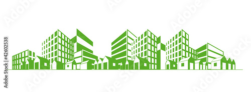 Vector: City silhouette with different types of buildings City silhouette with different types of buildings