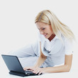 working on laptop