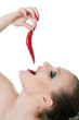 Foto: The beautiful girl with pepper chili The beautiful girl with pepper chili
