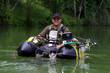 Fishing with a float tube