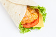 roll from lavash with chicken, cheese and vegetables