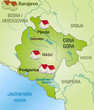Internetkarte von Montenegro und Umgebung