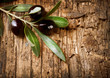 Photo: Olive Branch over Wood background Olive Branch over Wood background