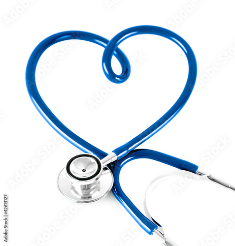 Foto: stethoscope in shape of heart concept. blue color. stethoscope in shape of heart concept. blue color.