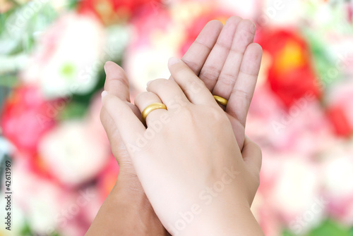 Photo: Two hand touch for love concept. Two hand touch for love concept.