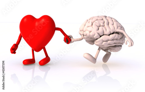 Fototapeta heart and brain that walk hand in hand