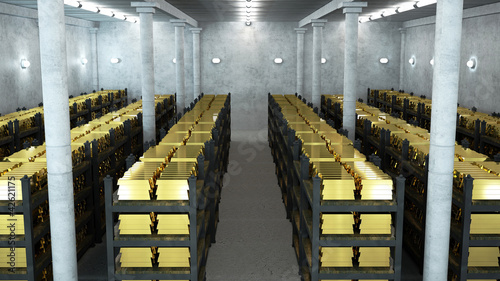 Illustration: bank vault with gold bars bank vault with gold bars