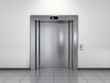 Illustration: Modern elevator with closed doors Modern elevator with closed doors