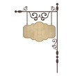 Wooden noticeboard with floral forged elements