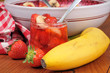 Dessert fraises et bananes
