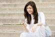 Young woman listening music