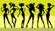 Vetor: Six girls silhouettes Six girls silhouettes