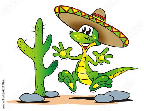 Illustration: Lizard Sombrero Desert Lizard Sombrero Desert