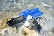 Snorkeling equipment ashore
