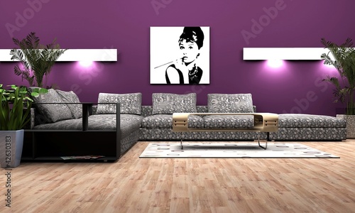 Illustration: Living room with corner sofa Living room with corner sofa