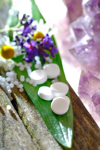 Foto: Schüsslersalze und Globuli mit Kamille Schüsslersalze und Globuli mit Kamille