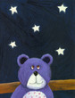 Purple bear in the starry night