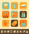 Set of kitchen icons, color and monochrome version
