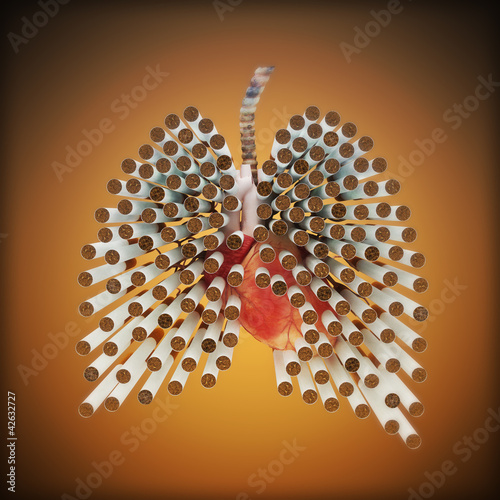 Illustration: Smoking kills concept ,cigarette's in the form of lungs Smoking kills concept ,cigarette's in the form of lungs