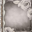 Brown cover for an album with roses and lace