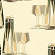 Bottles and glasses seamless pattern design