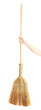 Broom in hand isolated on white