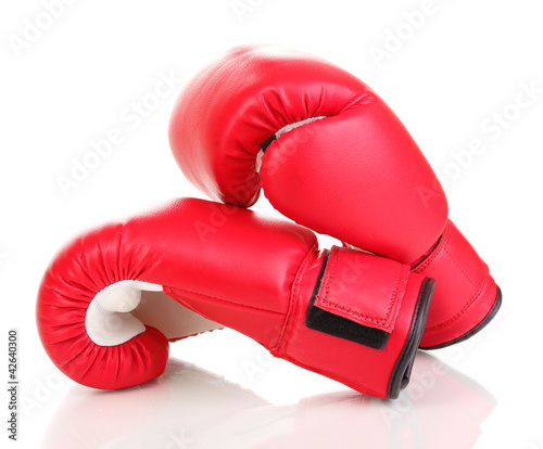 Photo: Red boxing gloves isolated on white Red boxing gloves isolated on white