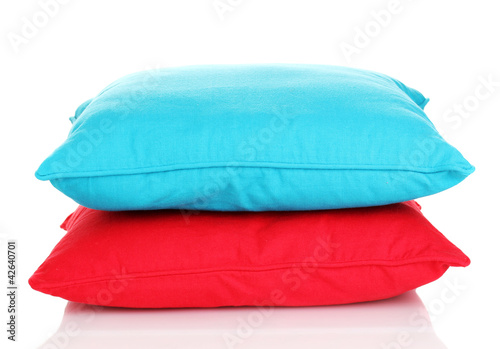 Foto: Bright color pillows isolated on white Bright color pillows isolated on white