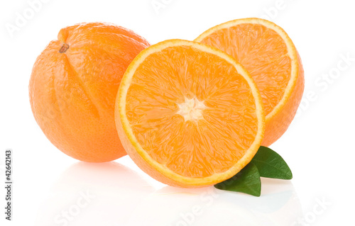 Photo: orange fruit and slices isolated on white orange fruit and slices isolated on white