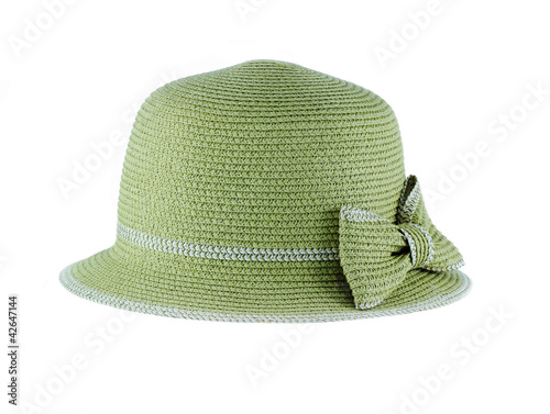 Photo: a straw hat isolated on a white background a straw hat isolated on a white background