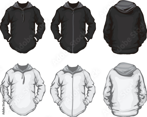 Vector: black white men's hoodie sweatshirt template black white men's hoodie sweatshirt template