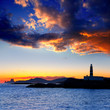 Ibiza island sunset Freus lighthouse and Es Vedra