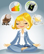 business lady is engaged in meditation to achieve success