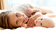 Mother and son relaxing together