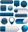 Dark-blue high-detailed modern buttons.
