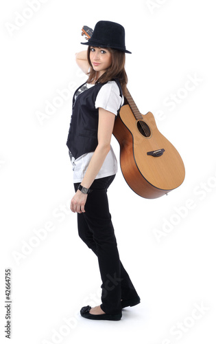 Photo: beautiful woman with guitar beautiful woman with guitar
