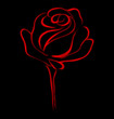 Illustration: Abstract red stylised rose on black background Abstract red stylised rose on black background