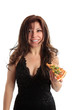 Foto: Woman holding a slice of pizza Woman holding a slice of pizza