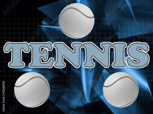 Illustration: Inscription tennis on the background with tennis balls Inscription tennis on the background with tennis balls