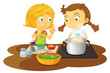 a girls cooking food