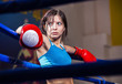 girl boxer in boxing ring