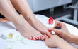 Pedicure in the spa salon in the garden
