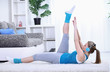 Girl doing abs exercise at home
