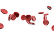 streaming blood cells isolated on white